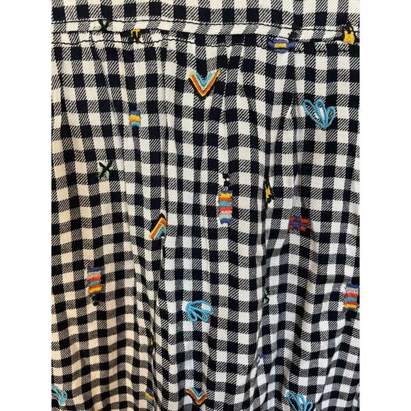 Urban Outfitters Pilcro Womens Small Button Up Gingham Black White Embroidered - Picture 4 of 11